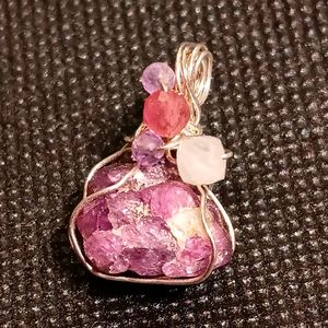 Raw Ruby Pendant Sterling Silver